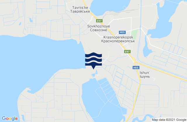 Mapa da tábua de marés em Ishun’, Ukraine