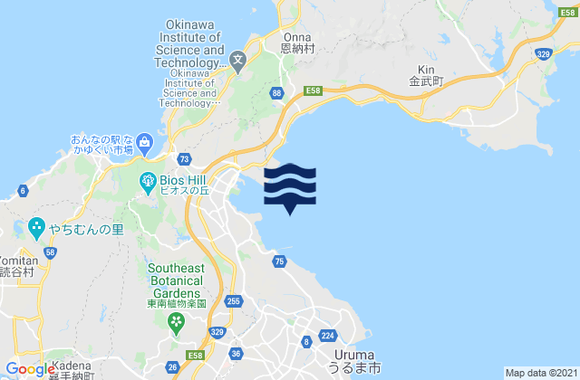 Mapa da tábua de marés em Isikawa, Japan