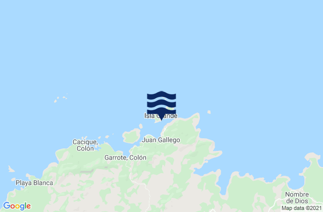 Mapa da tábua de marés em Isla Grande, Panama