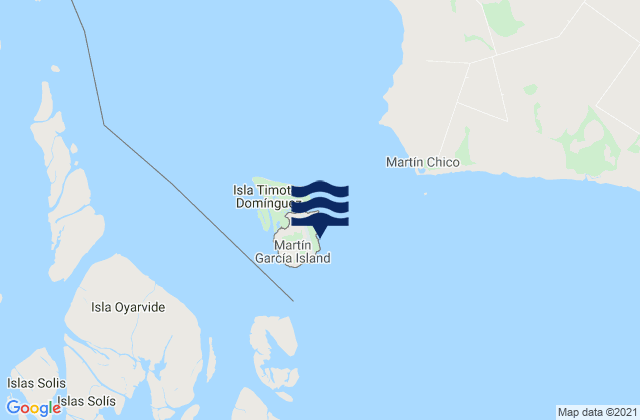 Mapa da tábua de marés em Isla Martin Garcia, Argentina