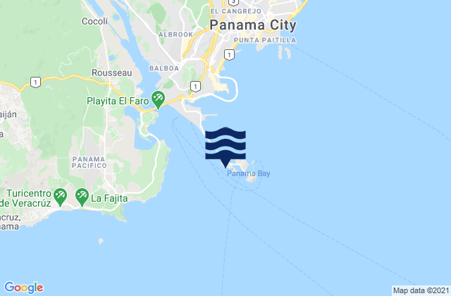Mapa da tábua de marés em Isla Naos, Panama