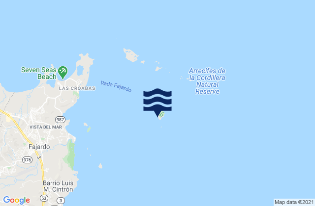 Mapa da tábua de marés em Isla Palominos, Puerto Rico