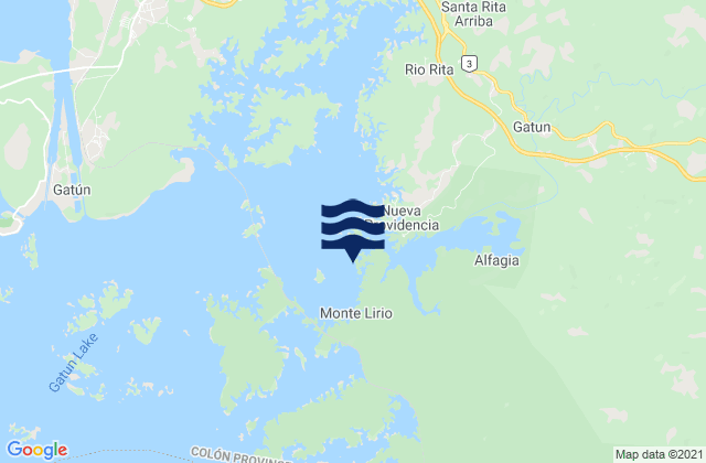 Mapa da tábua de marés em Isla Piña, Panama
