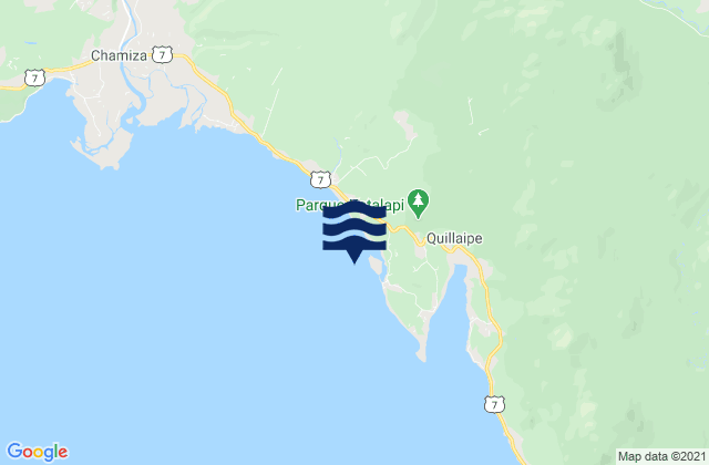 Mapa da tábua de marés em Isla Quillaipe, Chile