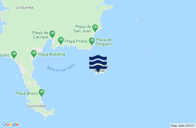 Mapa da tábua de marés em Isla San Telmo, Panama