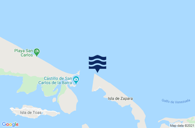 Mapa da tábua de marés em Isla Zapara Lake Maracaibo, Venezuela