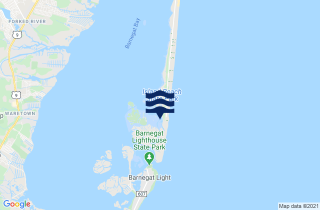 Mapa da tábua de marés em Island Beach (Sedge Islands), United States