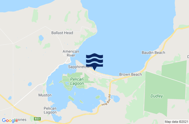 Mapa da tábua de marés em Island Beach, Australia