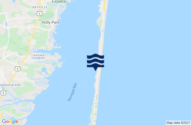 Mapa da tábua de marés em Island Beach, United States