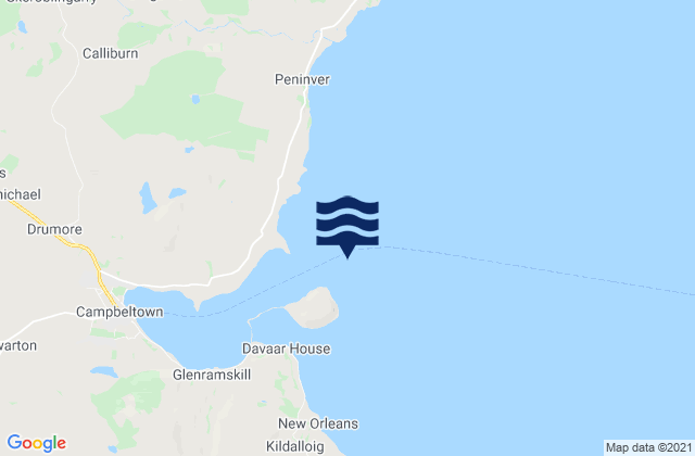 Mapa da tábua de marés em Island Davaar, United Kingdom