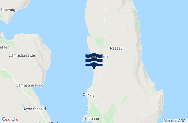 Mapa da tábua de marés em Island of Raasay, United Kingdom