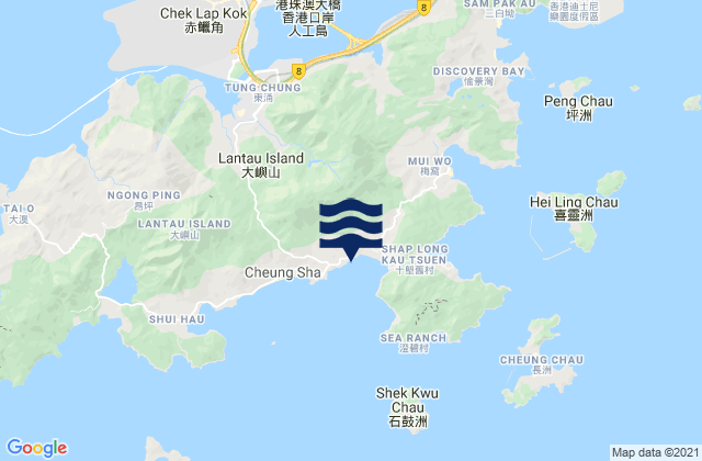 Mapa da tábua de marés em Islands District, Hong Kong