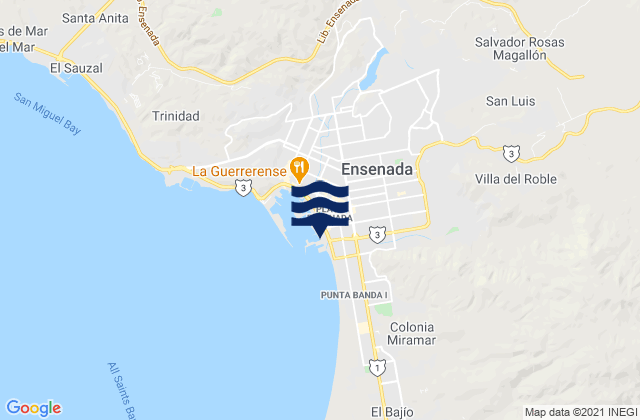 Mapa da tábua de marés em Islas de Todos Santos, Mexico