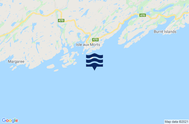 Mapa da tábua de marés em Isle Aux Morts, Canada