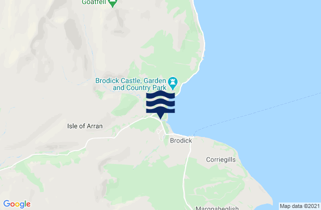 Mapa da tábua de marés em Isle of Arran, United Kingdom