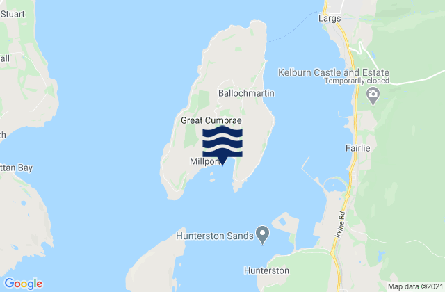 Mapa da tábua de marés em Isle of Cumbrae, United Kingdom