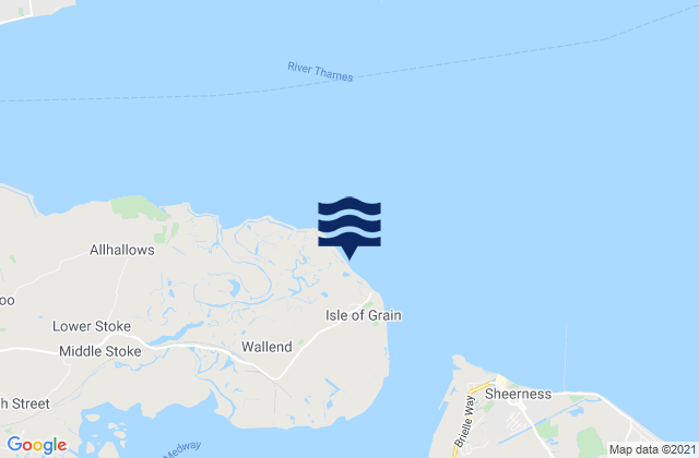 Mapa da tábua de marés em Isle of Grain, United Kingdom