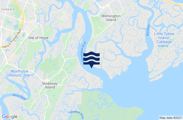 Mapa da tábua de marés em Isle of Hope (Skidaway River), United States