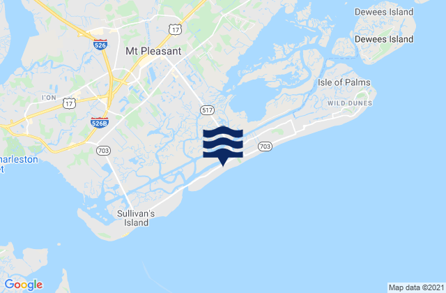 Mapa da tábua de marés em Isle of Palms, United States