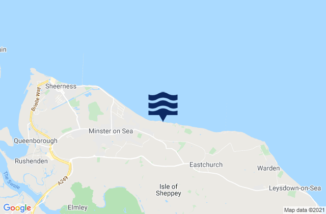 Mapa da tábua de marés em Isle of Sheppey, United Kingdom