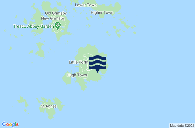 Mapa da tábua de marés em Isles of Scilly, United Kingdom