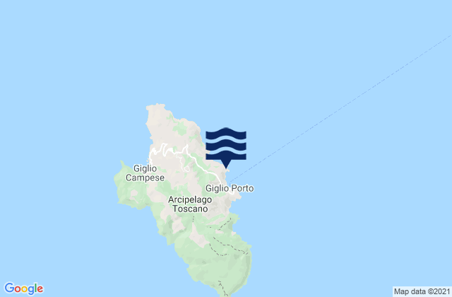 Mapa da tábua de marés em Isola del Giglio, Italy