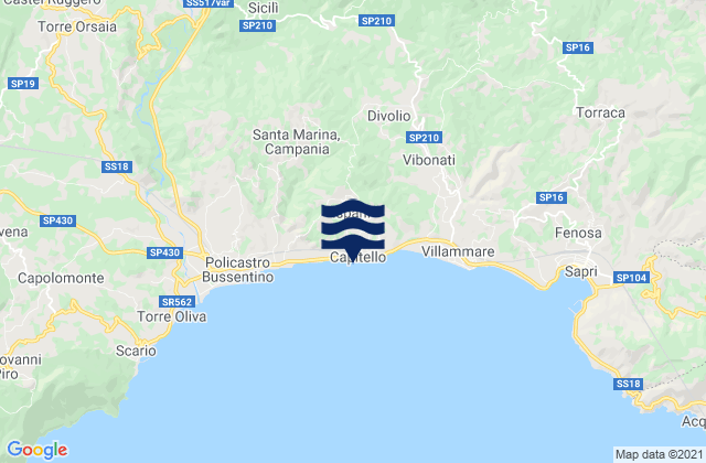 Mapa da tábua de marés em Ispani, Italy