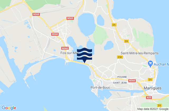 Mapa da tábua de marés em Istres, France