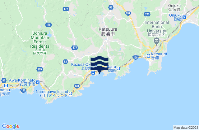 Mapa da tábua de marés em Isumi-gun, Japan