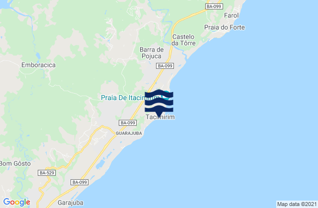 Mapa da tábua de marés em Itacimirim, Brazil