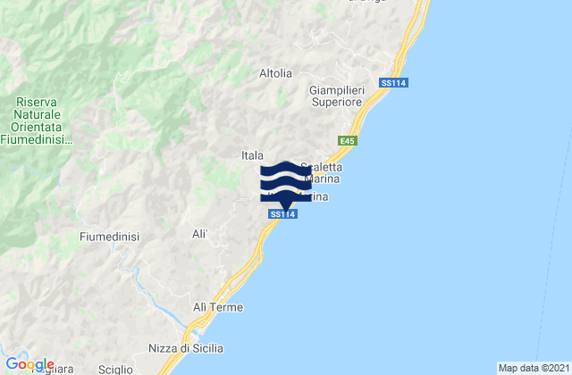Mapa da tábua de marés em Itala, Italy