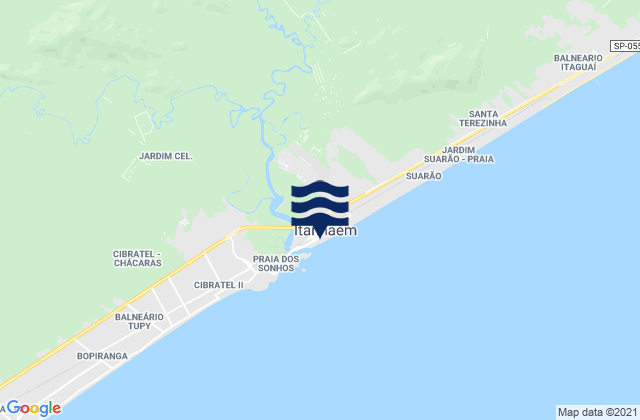 Mapa da tábua de marés em Itanhaém, Brazil