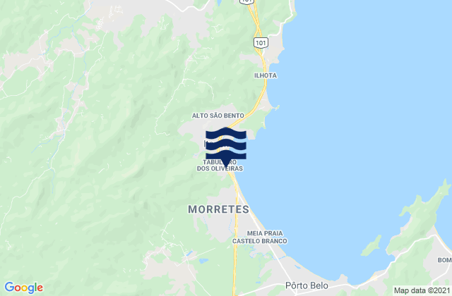 Mapa da tábua de marés em Itapema, Brazil