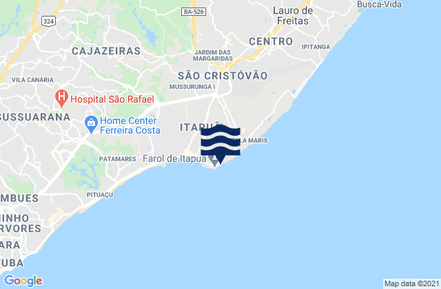 Mapa da tábua de marés em Itapuca, Brazil