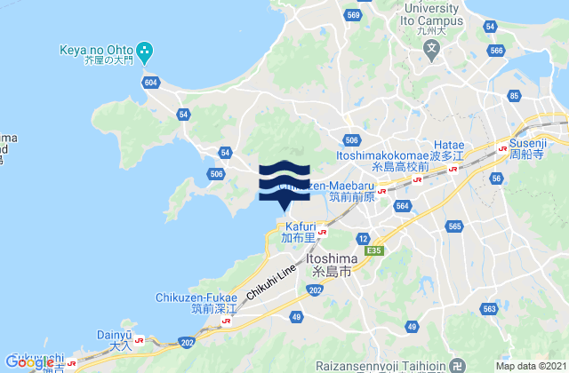Mapa da tábua de marés em Itoshima-shi, Japan