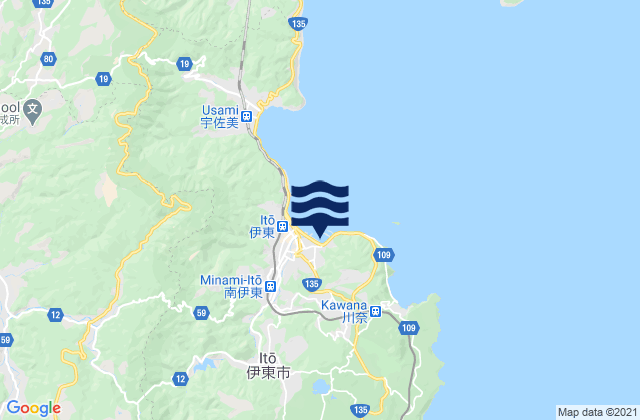 Mapa da tábua de marés em Itō Shi, Japan
