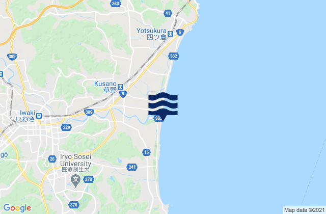 Mapa da tábua de marés em Iwaki-shi, Japan