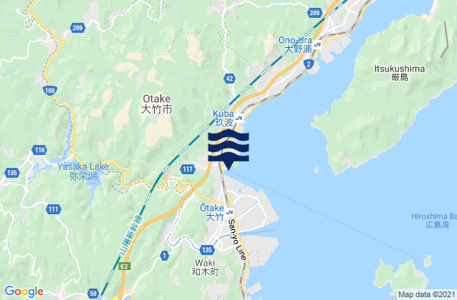Mapa da tábua de marés em Iwakuni Shi, Japan
