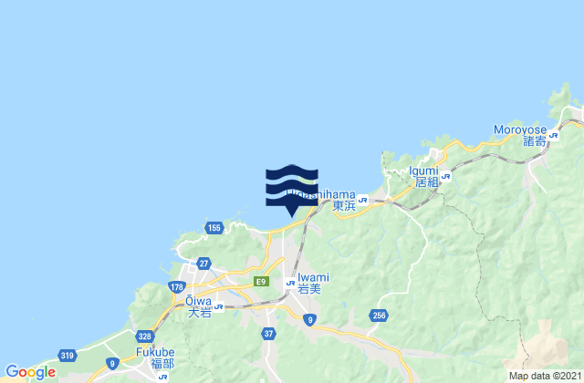 Mapa da tábua de marés em Iwami-gun, Japan