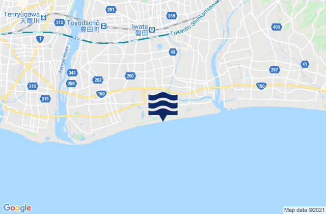 Mapa da tábua de marés em Iwata, Japan
