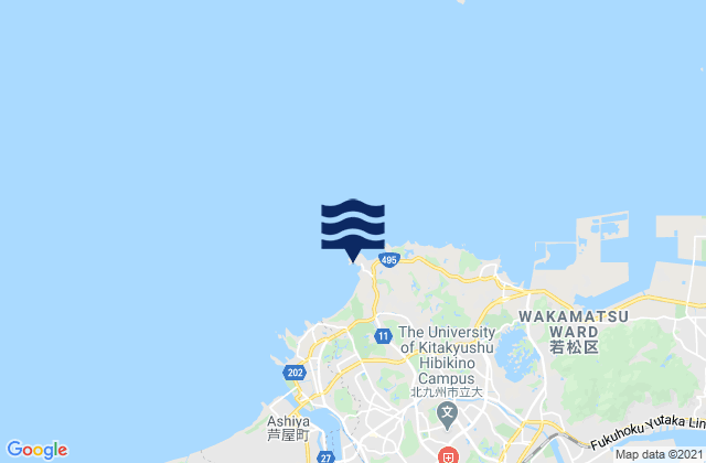 Mapa da tábua de marés em Iwaya (Hukuoka), Japan