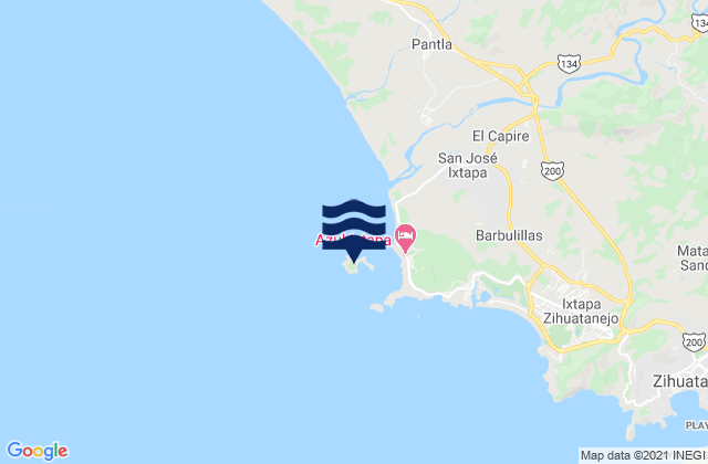 Mapa da tábua de marés em Ixtapa Island, Mexico