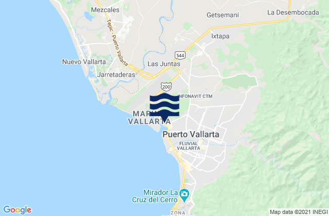 Mapa da tábua de marés em Ixtapa, Mexico