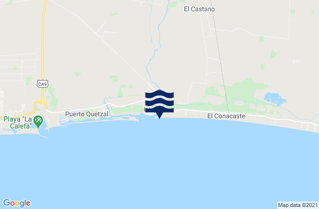 Mapa da tábua de marés em Iztapa, Guatemala