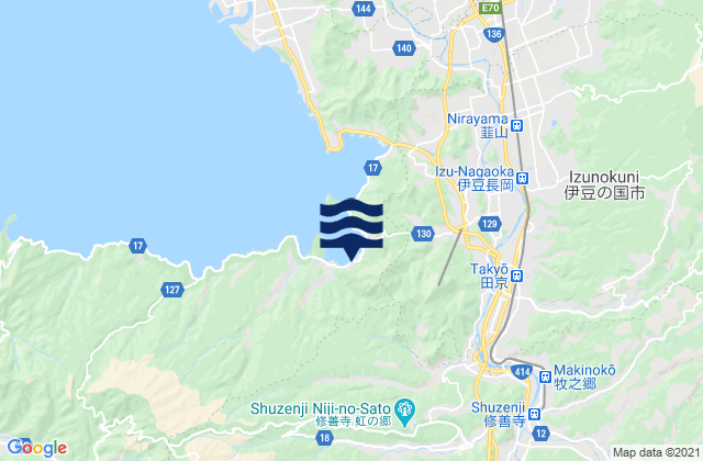 Mapa da tábua de marés em Izu-shi, Japan