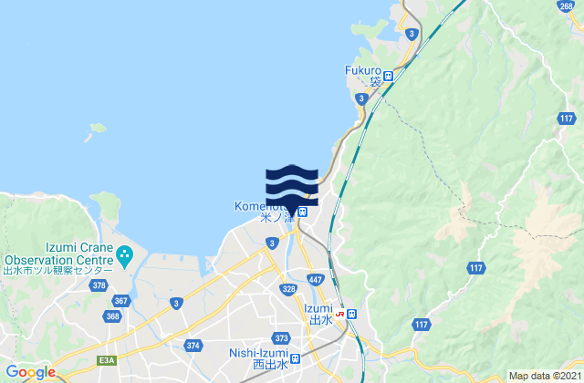 Mapa da tábua de marés em Izumi, Japan