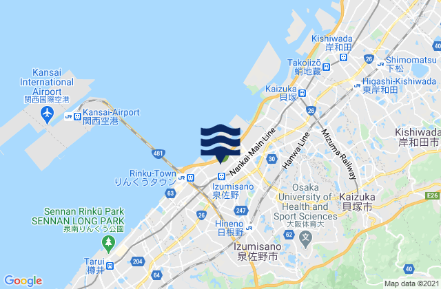 Mapa da tábua de marés em Izumisano Shi, Japan