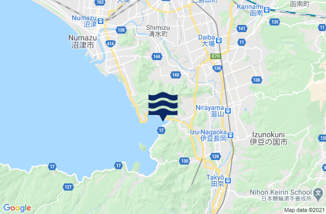 Mapa da tábua de marés em Izunokuni-shi, Japan