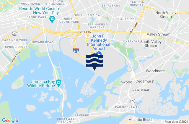 Mapa da tábua de marés em JFK International Airport, Queens, United States