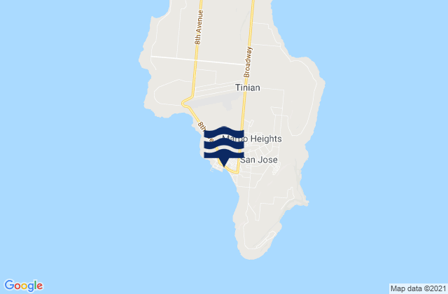 Mapa da tábua de marés em JP Tinian Town pre-WW2, Northern Mariana Islands